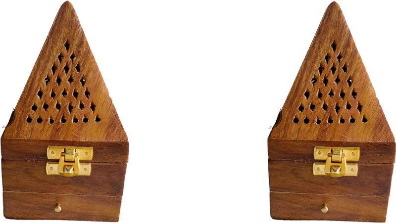 KKH Dhoop Dan / Incense Holder , Size 4x4x5 inchs Wooden Incense Holder  (Brown)