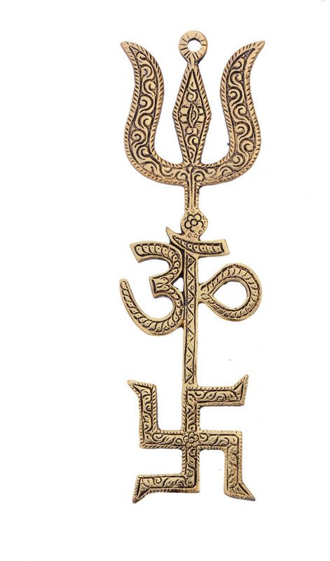 KANISHQ RELIGIOUS IDOL TRISHAKTI YANTRA (OM+SWASTIK+TRISHUL) Brass Yantra  (Pack of 1)
