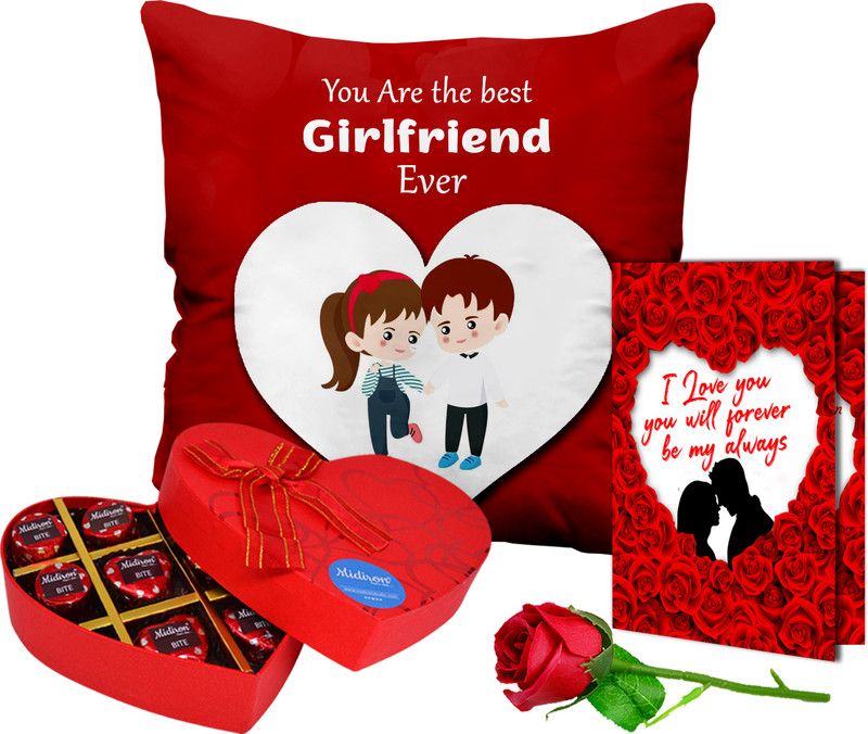 Midiron Valentine’s Day Gift Hamper For Girls/Her (Rose, Card, Chocolate, Cushion ) Ceramic, Fiber, Paper Gift Box  (Multicolor)