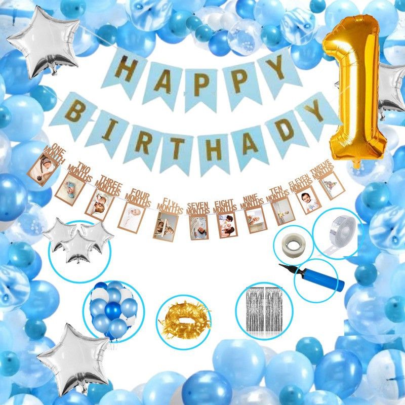 Birthday Balloons Decoration Solid FC-BLUE-K-011_k3 Balloon Bouquet  (Blue, Pack of 65)