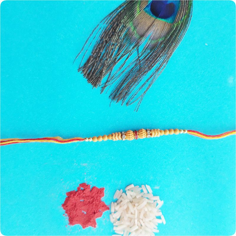 Rakhi, Chawal Roli Pack Set  (1 Piece Handmade Fancy Designer Rakhi for Mens & Kids::1 Roli chawal)