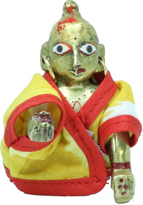 RRR HANDICRAFTS HANDICRAFTS YELLOW NIGHT DRESS,LADDU GOPAL,KANHA JI,BAL GOPAL,SIZE 3 Dress  (Cotton)