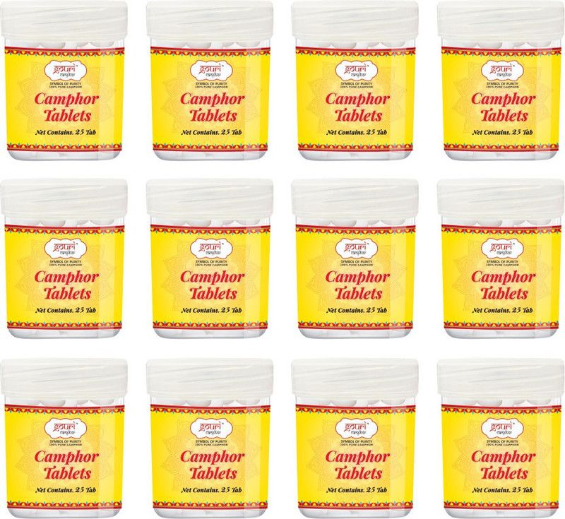 GOURI CAMPHOR Special Camphor Tablet ( 25 Tablets X 12 Packs )