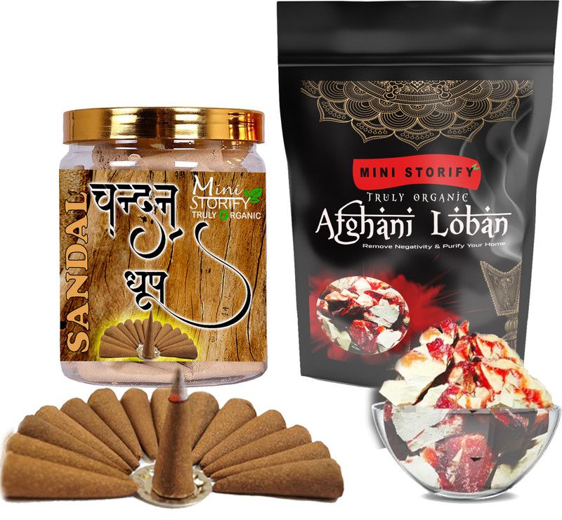 Mini Storify Truly Organic Red loban250gm,Sandle dhoop Cone 70pcs (Pack of 2) Dhoop  (Pack of 2)