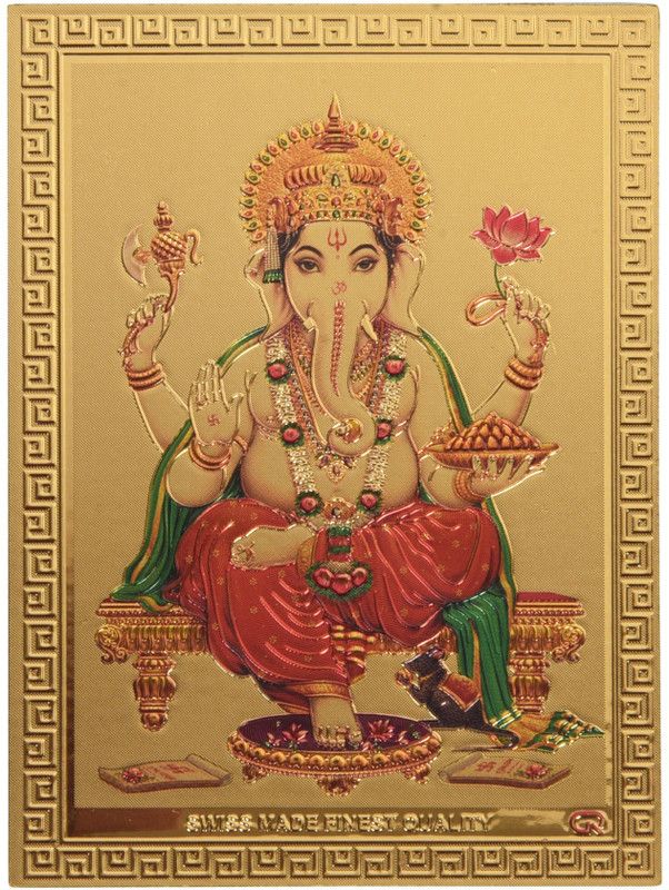 Shree Ganesh 24k for Home Office Puja Ghar Worship Brass Yantra  (Height8.89)