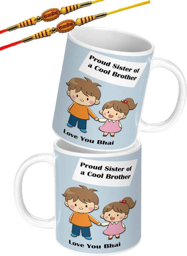 Rakhi, Mug Set  (2(Mug 350ml/Rakhi))