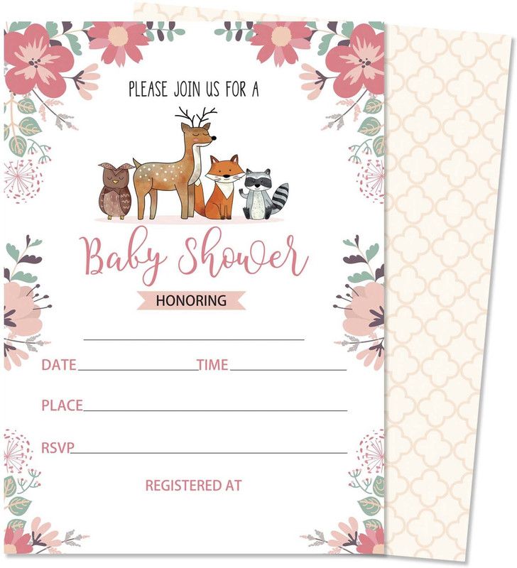 Inkdotpot 30 Jungle Animals Baby Shower Invitation Cards Fill In Blank Invites Invitation Card  (Invitation_Card, Pack of 1)