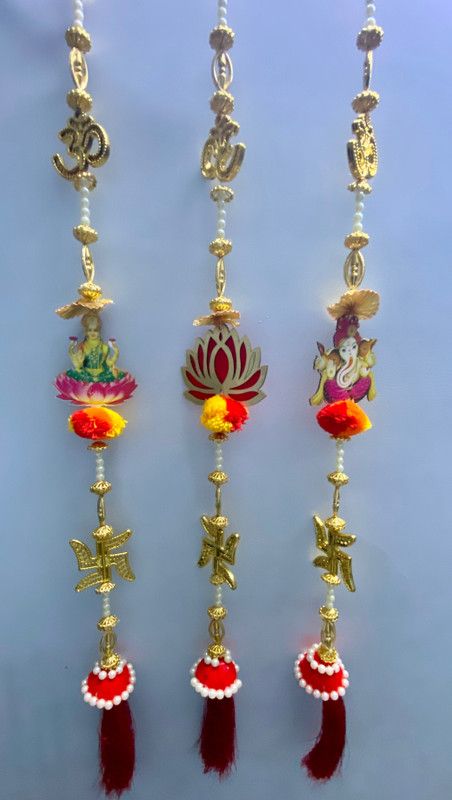 CROWN NIMREET Shri Laxmi Ganesh Swastik Om With Lotus Hanging For Diwali Pooja Toran  (Beads)