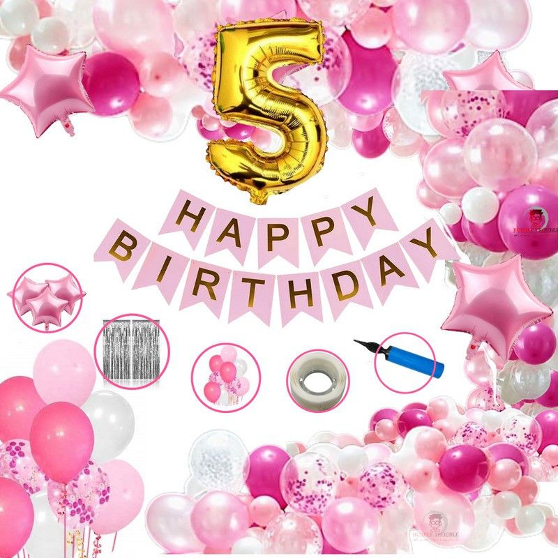Birthday Balloons Decoration Solid FC-PINK-F-006_F2 Balloon Bouquet  (Pink, Pack of 62)