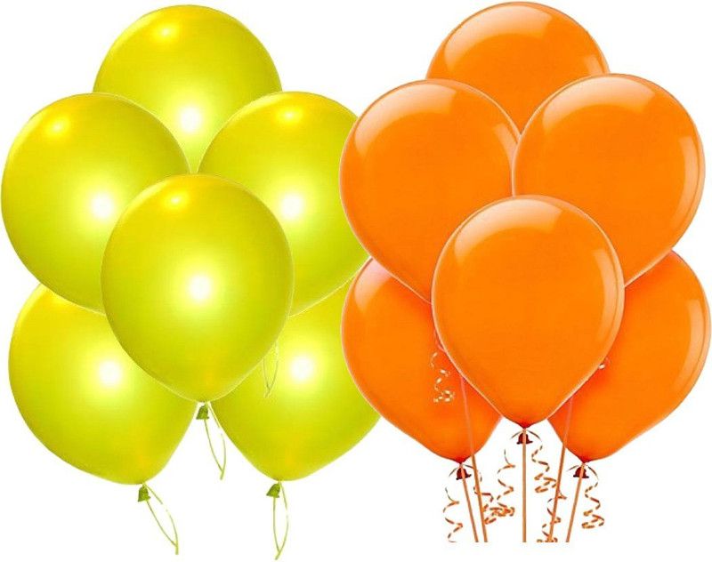 Pixelfox Solid Metallic YellowOrange Balloon  (Yellow, Orange, Pack of 50)