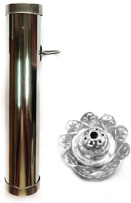 Anne-kee Combo 2 PCs Flower Incense Holder Agarbatti Sticks Stand & Agarbatti Storage Stainless Steel Incense Holder  (Silver)