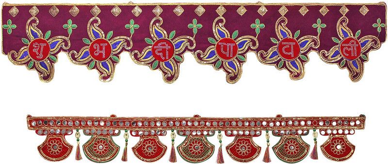 bandhan Traditional Handmade Door Hanging/Bandarwal/Toran for Door, Traditional Bandarwal for Door Multicolour (Pack of 2)-C28 Toran  (Velvet, Cotton)