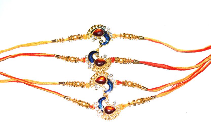 Rakhi Set  (4 multicoloured peacock rakhi)