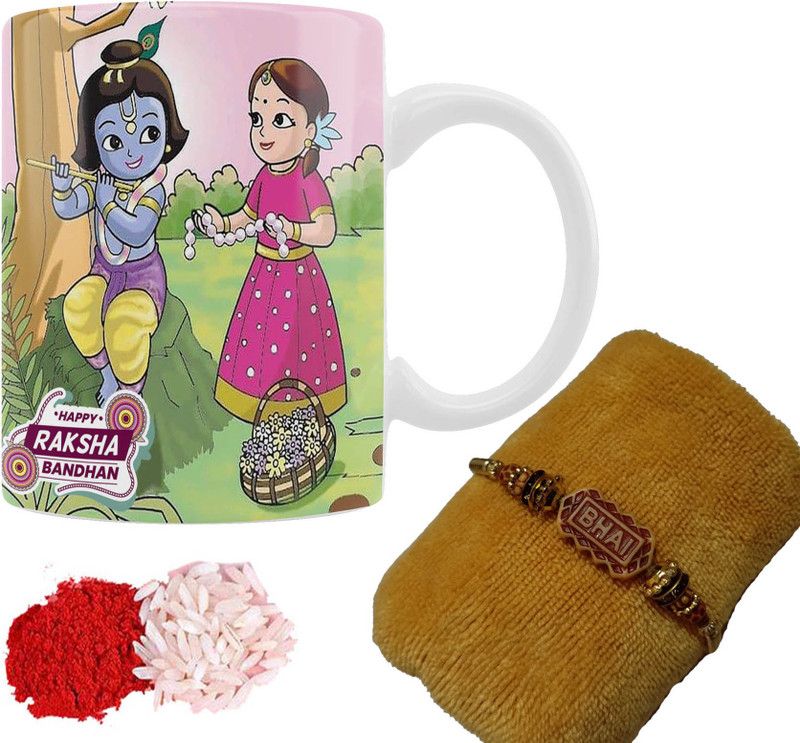 iMPACTGift Rakhi, Chawal Roli Pack, Mug  (1 Rakhi,Roli Chawal,1 Mug)