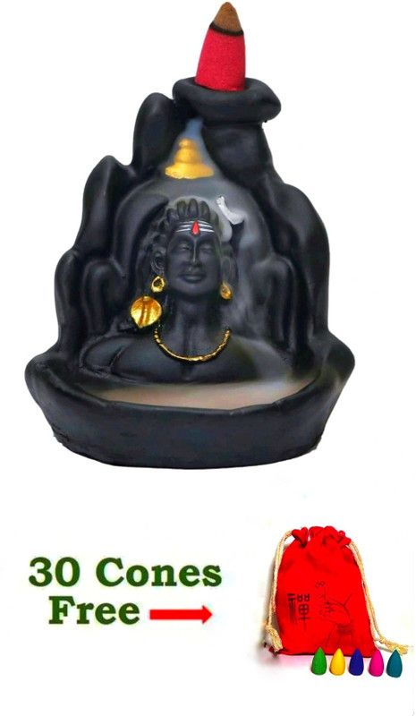 Shree shyam Ltd Adiyogi shiv Polyresin Incense Holder  (Brown)
