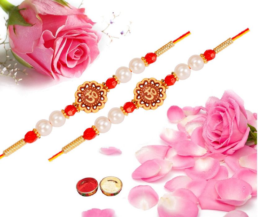Rakhi, Chawal Roli Pack Set  (2 Rakhi,1 Chawal Roli Pack)