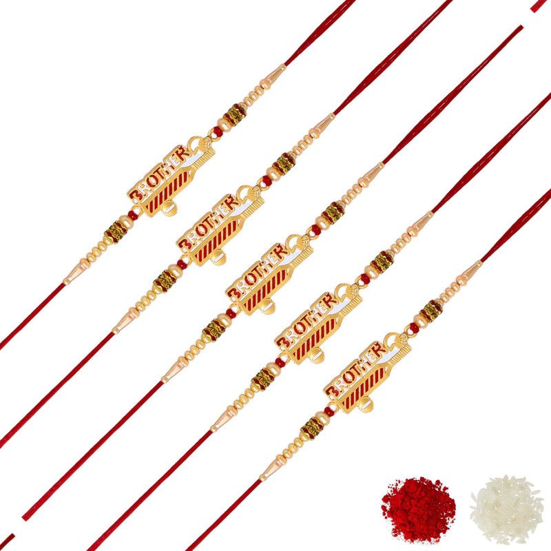 Rakhi Set  (3 Rakhi, Greeting Card, Roli-Chawal)