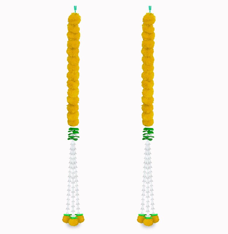 iHandikart Marigold With Rajnigandha Garland Colour Yellow (33103-2) Plastic Garland  (Yellow)