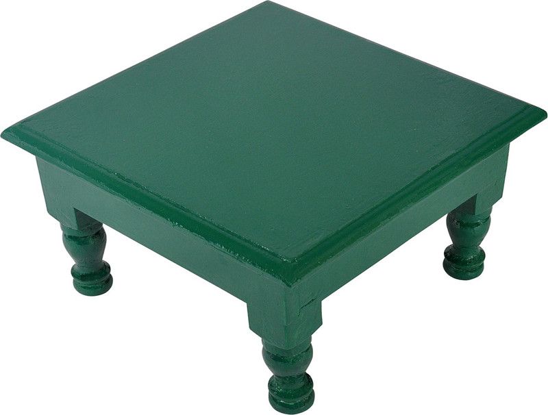 Lal Haveli Home Decorative Stool Table Wooden All Purpose Chowki  (Green, Pack of 1)