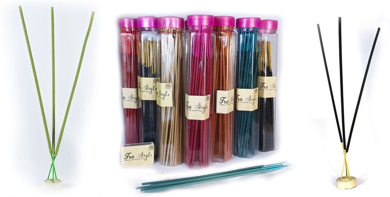 TRA Style Perfumed Incense Stick Multi Color Jar Pack of 100g Rose, Mogra, Chandan, Lavender, Phoolwari, Kewda, Gugal, Loban  (700, Set of 7)
