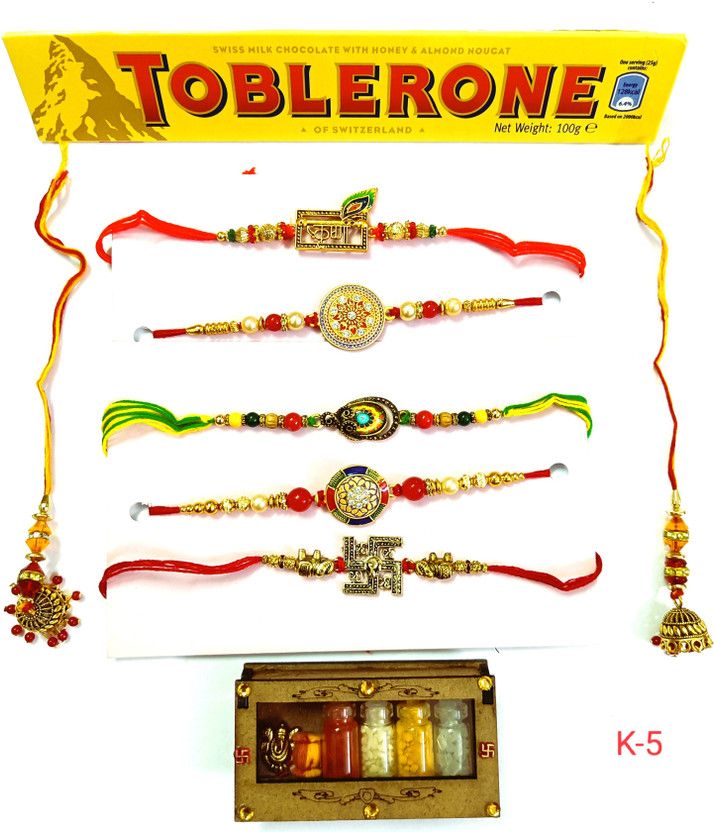 Rakhi Set  (Rakhi::Lumba Rakhi::Chocolate pack::Roli Chawal)