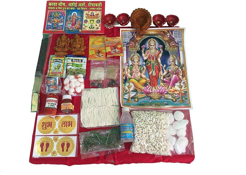 Wonder World ® Diwali Pooja/Poojan Kit along with Toran and Rangoli Kit Prayer Kit