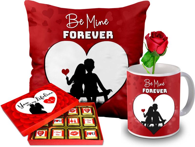 Midiron Chocolate gift for wife (Chocolate, Mug, Cushion, Rose) Ceramic, Microfibre Gift Box  (Multicolor)