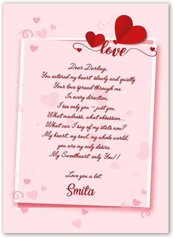 Midas Craft Love Letter for Smita Romantic Quotes 23 Greeting Card  (Baby Pink, Pack of 1)