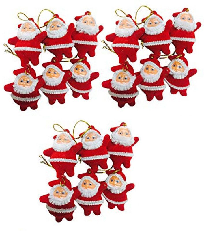 RKY Small Santa Claus for Christmas Tree Decoration Hanging Ornaments 30 mm Santa Attire  (Pack of 18)