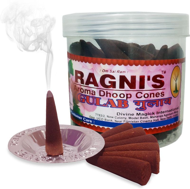 RAGNI'S Rose Dhoop Sticks Suddh Natural Gulab Dhoop Sticks with dhoop stand holder in box (200 GM)g Dhoop Cones Boxes Lo Smoke Incense Sticks Incense cone Netural Dhoop Indian Dhoop Bambooless Abarbatti Rose Dhoop  (Pack of 200)