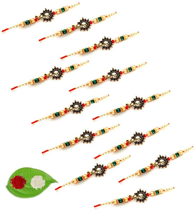 Rakhi Set  (Vamika Rakhi for Brother Set of 12 Veera Rakhi, roli chawal)