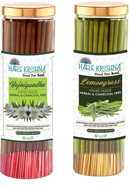 Vringra Rajnigandha Agarbatti Sticks + Lemongrass Incense Sticks - Low Smoke Agarbatti - No Charcoal, Rajnigandha, Lemongrass Fragrance  (400, Set of 2)