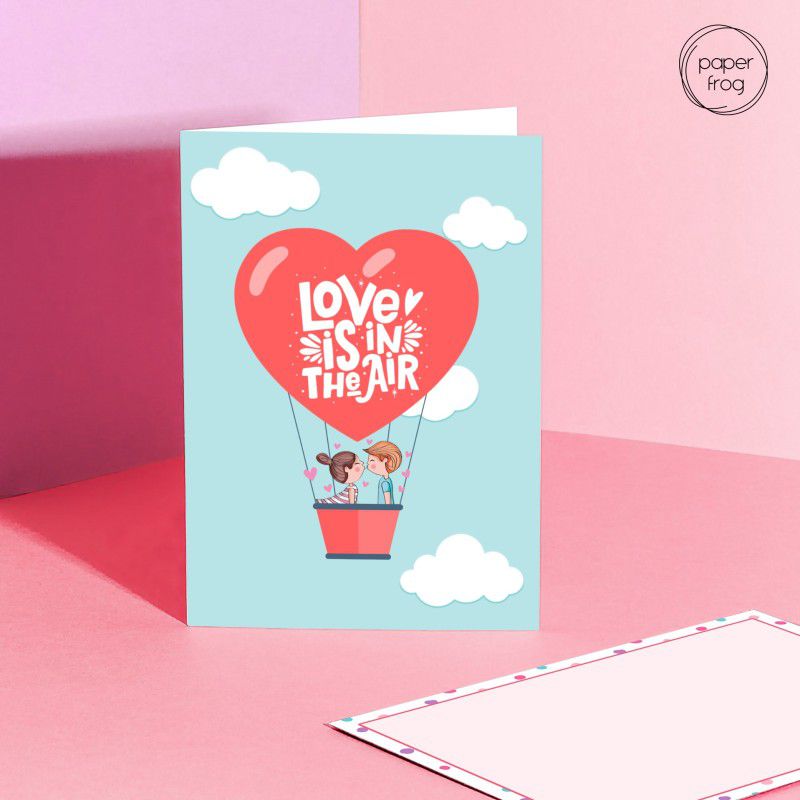 Paper Frog Valentine's Day Pop-up card & a Blank Card for Boyfriend/ Girlfriend Greeting Card  (Aqua, Pink, Pack of 1)