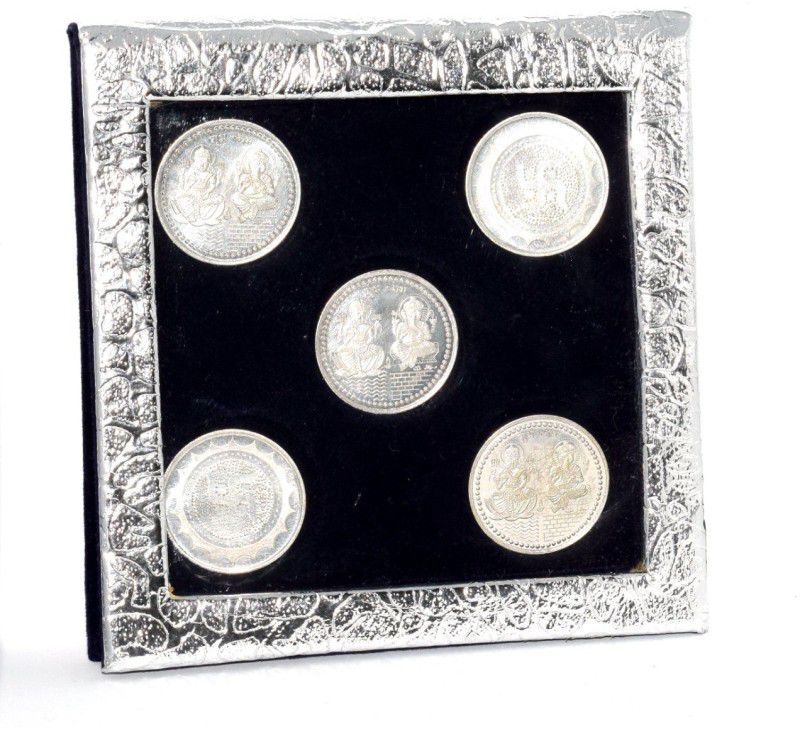 RELBEES German silver coin pack of 5 (10 grams each) with velvet box Silver Plated Yantra  (Pack of 5)