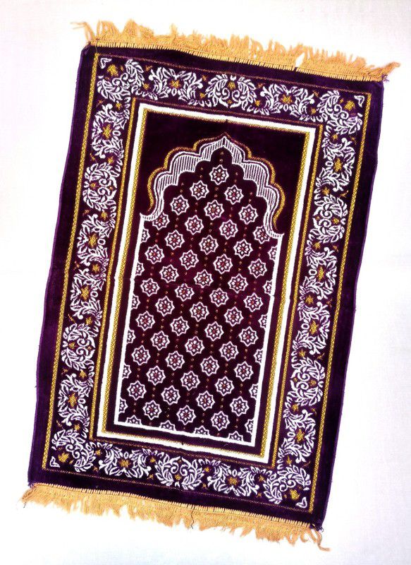 ALRAZA LOOMS Velvet Prayer Mat  (Purple, Large)