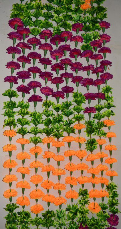 ONRR Garland orange+purple flower & Leaves fabric Garland  (Orange, Purple, Green)