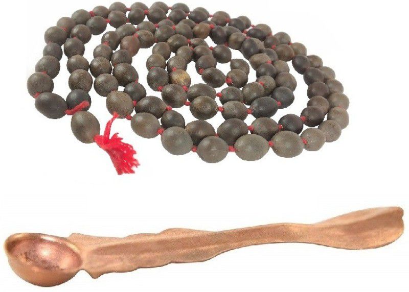Uniqon Combo Of Copper Punch Patra Spoon With Natural Lifestyle 86 Cm Long 10mm Lotus Seeds Mala Brass  (Multicolor)