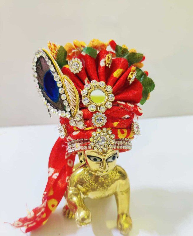 radha krishnam poshak Laddu Gopal Designer Pagdi / Laddu Gopal Mukut / Different Colours / Pack of 2 / Size 6NO Deity Ornament  (Mukut)