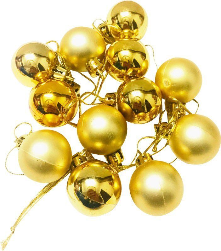 AT Arnav Trader Christmas Tree Shining Golden Balls Hanging Ornaments Pack of 12