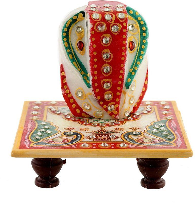 KSNAP Marble Chowki Ganesh | Ganesha for Pooja | Ganesha for Gift Marble All Purpose Chowki  (Multicolor)