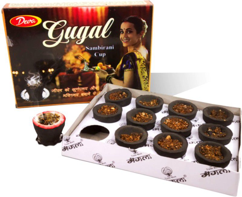 De-Ultimate Pack of 1 (12 Pcs Box) Deva Gugal Sambrani Dhoop Cup for Dhooni, Aroma & Smoke Guggul Dhoop
