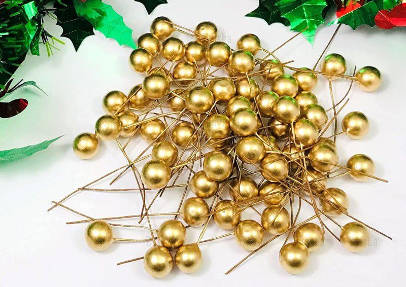 BANSURI ARISTOCRATIC Golden Berries Mini Fake Berries for Christmas Xmas Decoration Hanging Ornaments Pack of 50