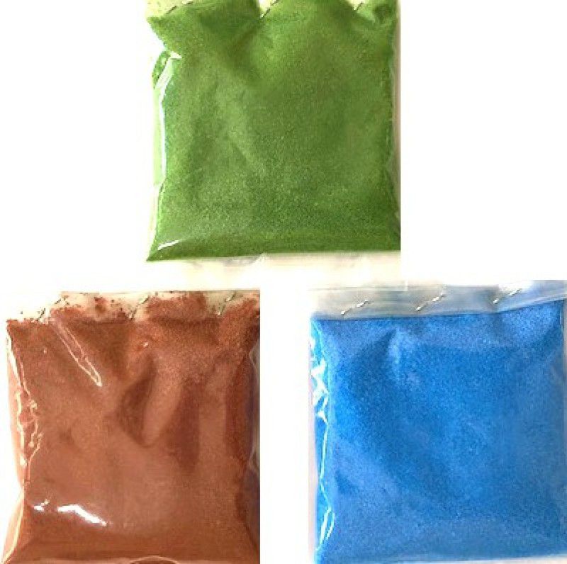 COLORFULL Pack of 3 Rangoli Powder  (Green, Blue, Brown)