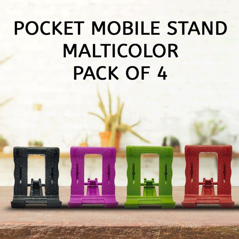 RJ'S 4 Step Plastic Adjustable All Smart Phone Holder Stand. (Pack Of 4) (Multicolor)
