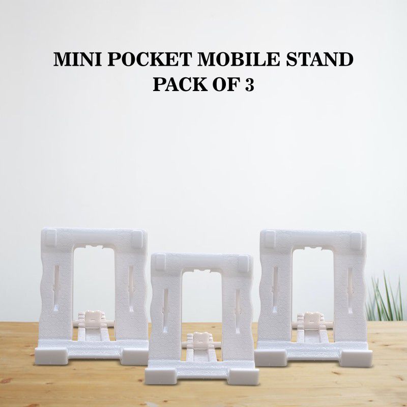 RJ'S 4 Step Plastic Adjustable All Smart Phone Holder Stand. (Pack Of 3) (White)