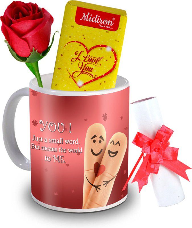 Midiron I Love You Chocolate Bar with love letter and love quoted coffee mug, Artificial Rose, Romantic for girlfriend, wife, lover IZ20DTLoveBar3RoseLC-195 Ceramic Gift Box  (Multicolor)
