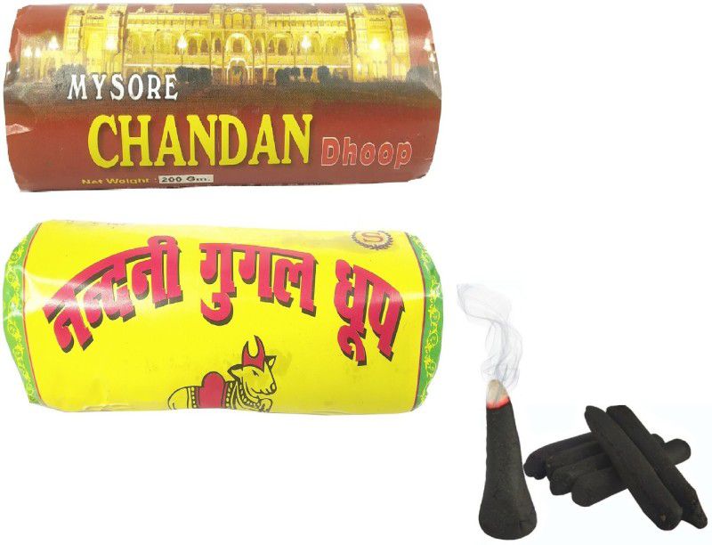 De-Ultimate Pack of 2 (200 Gram Roll) Sandal-Gugal Dhoopbatti Incense Dhoop Cone for Worship Sandal Dhoop  (Pack of 2)