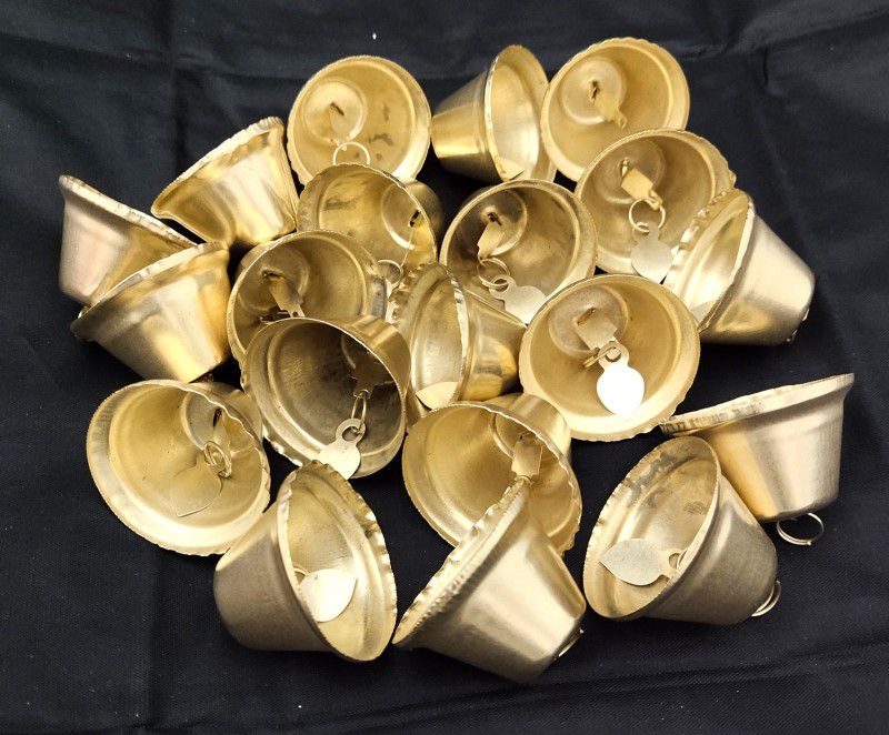 3A Featuretail 4Cm Large Metal Golden Bell for Craft and Ornamental Bells Pack of 25