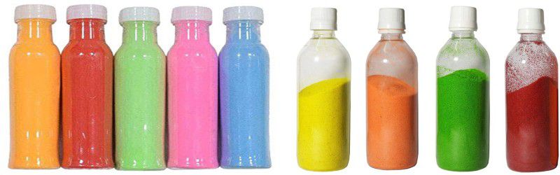 COLORFULL Pack of 9 Rangoli Powder  (Multicolor)