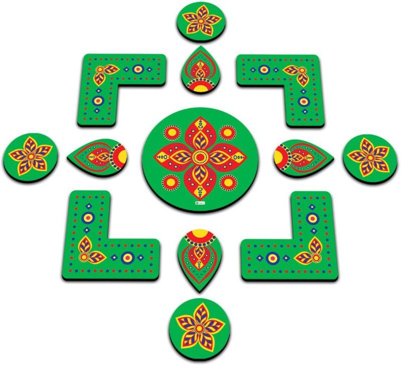 Indigifts Diwali Rangoli Decoration for Home Printed Reuseable Rangoli DIY 13 Pieces for Floor Decoration_S-RNGMDBK01R1SD-ETN20003 Rangoli Stencil